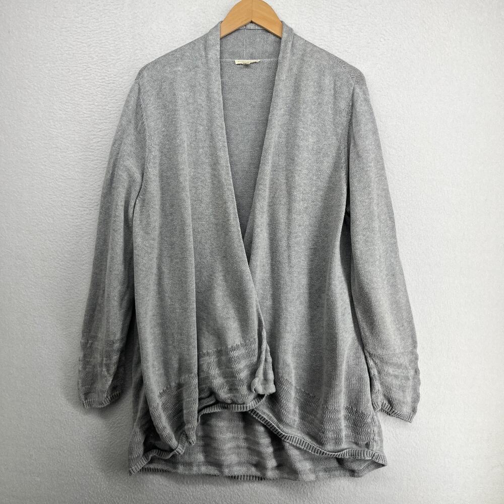 Eileen Fisher Heather Gray Draped Open Front Cardigan